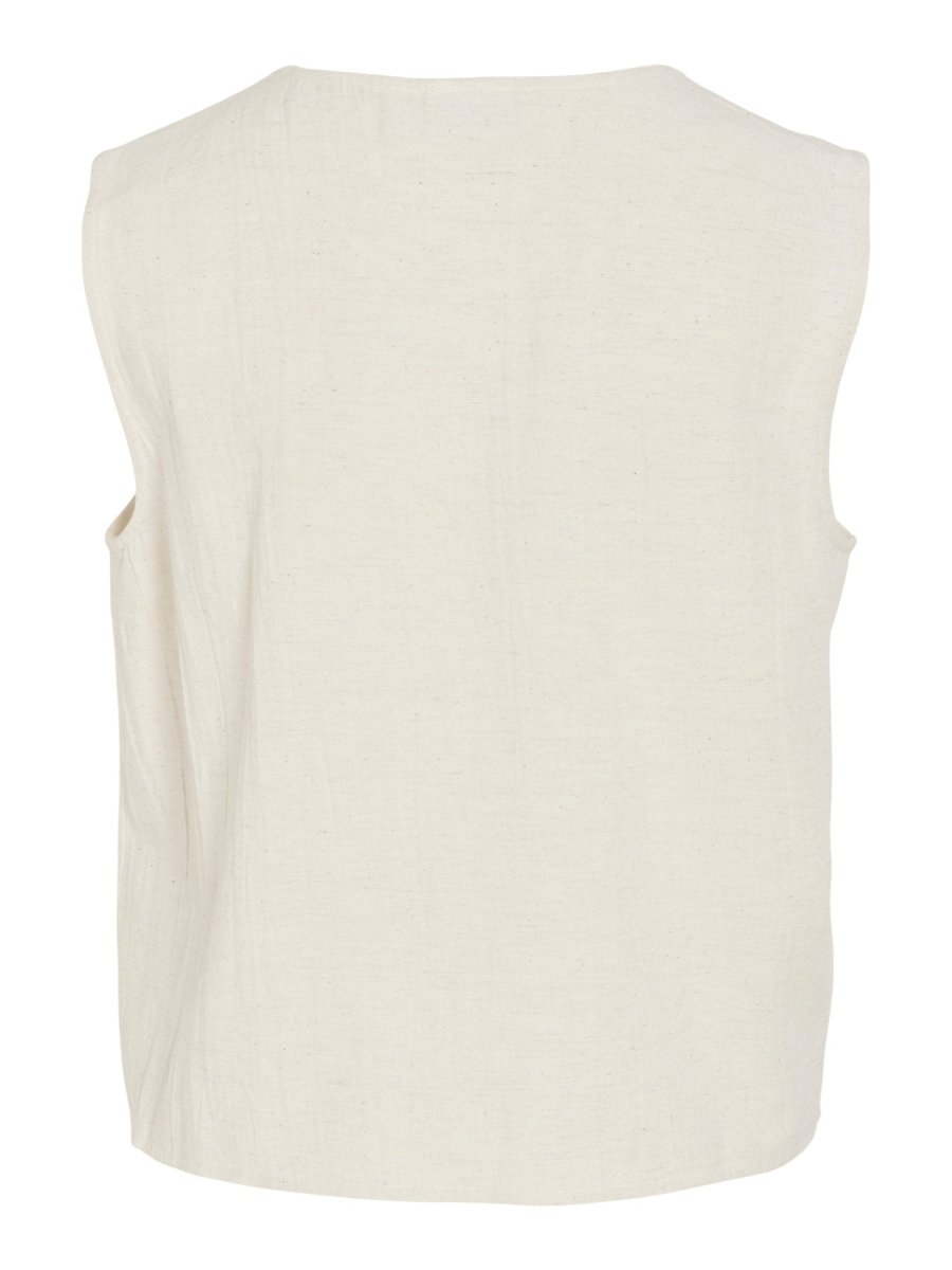 Vila Top VIPOLLI S/L EMBROIDERY VEST - Super Light Natural Melan EMBROIDERY