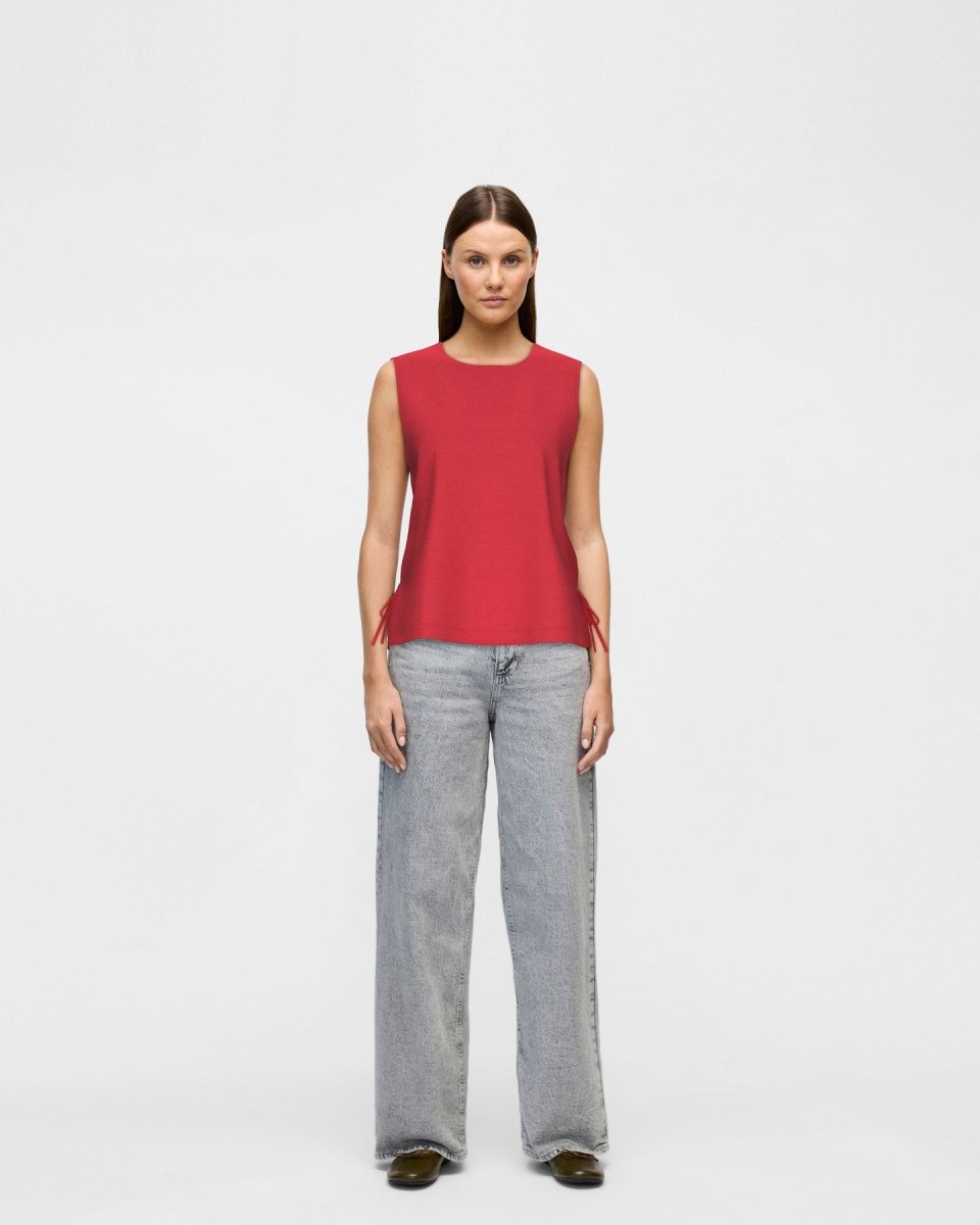 Vila Top VIPRISILLA O - NECK S/L TIE TOP/VOL/R - Hibiscus