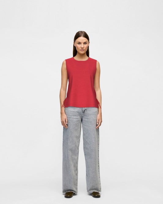 Vila Top VIPRISILLA O - NECK S/L TIE TOP/VOL/R - Hibiscus