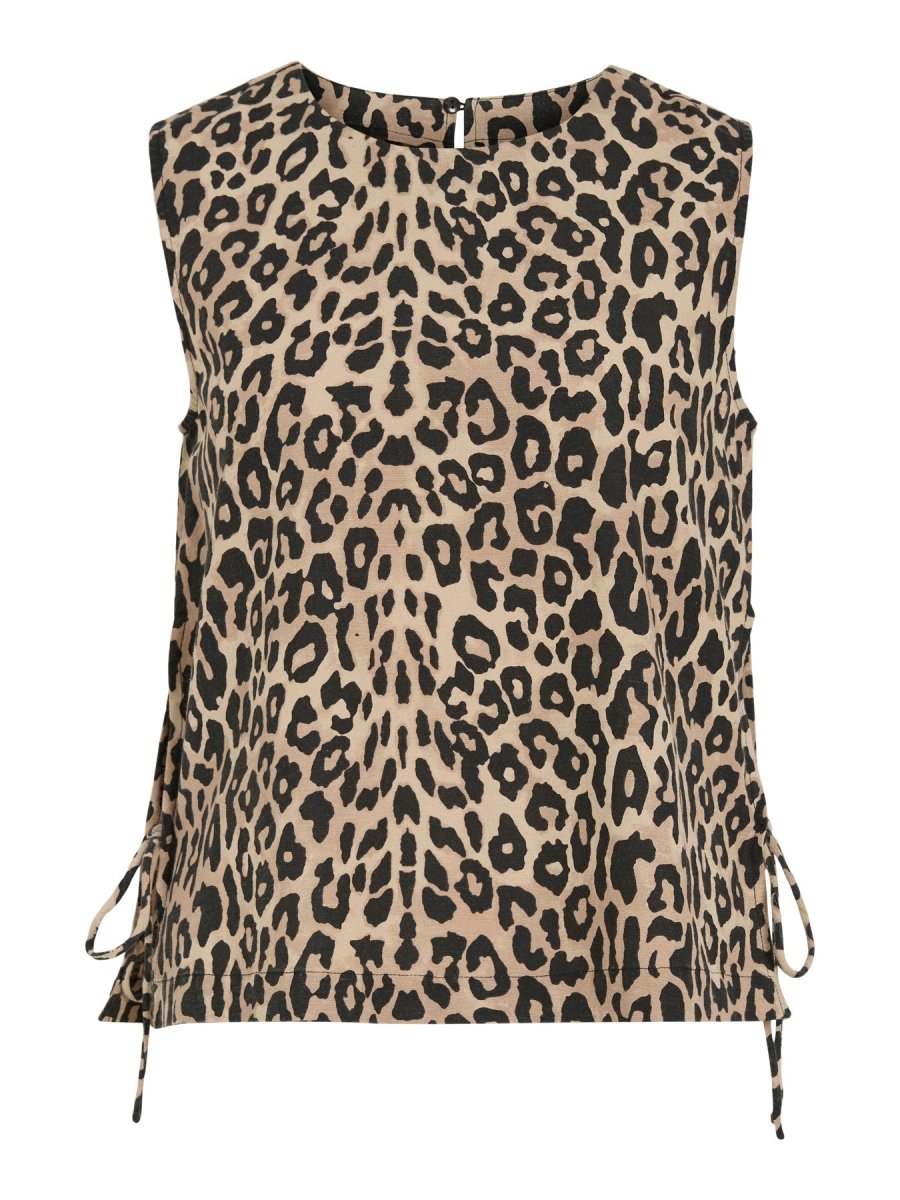 Vila Top VIPRISILLA PRI O - NECK S/L TOP/VOL/RC/2 - Birch LEO
