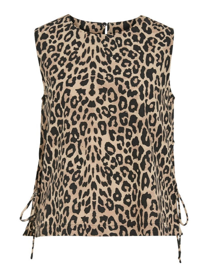 Vila Top VIPRISILLA PRI O - NECK S/L TOP/VOL/RC/2 - Birch LEO