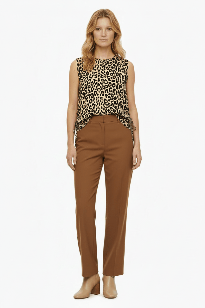 Vila Top VIPRISILLA PRI O - NECK S/L TOP/VOL/RC/2 - Birch LEO