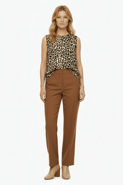 Vila Top VIPRISILLA PRI O - NECK S/L TOP/VOL/RC/2 - Birch LEO
