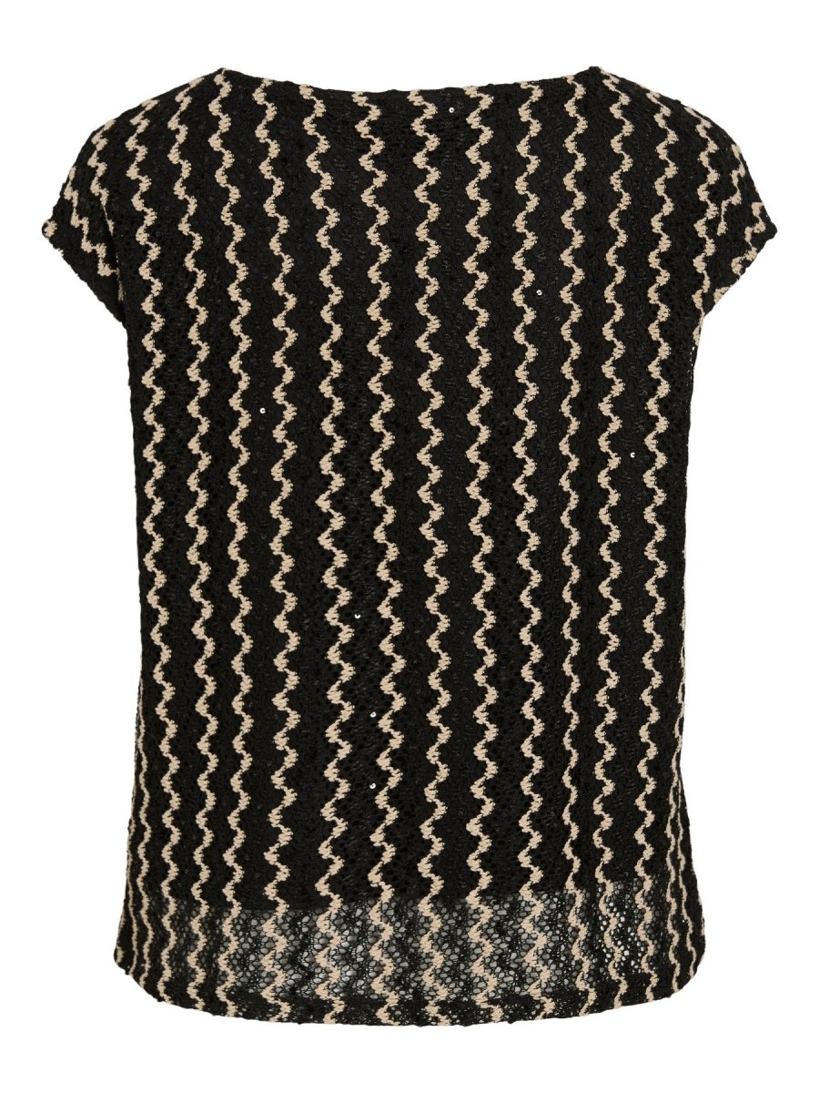 VILA Tops VIELLEN BOATNECK S/S RUCHED TOP/DC - Black Beauty BIRCH