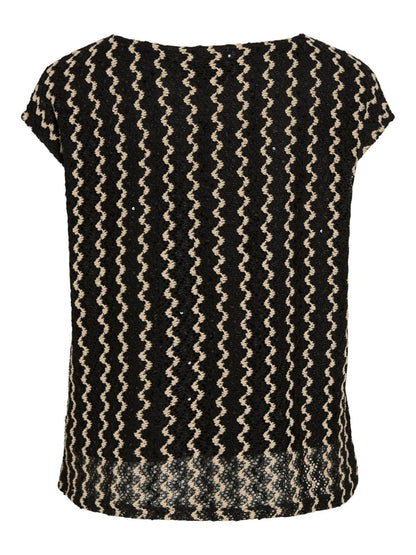 VILA Tops VIELLEN BOATNECK S/S RUCHED TOP/DC - Black Beauty BIRCH