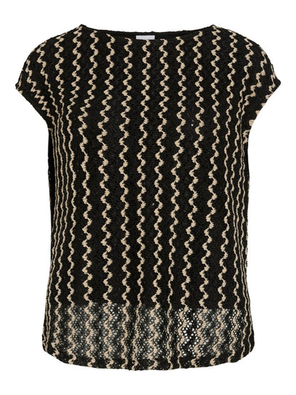 VILA Tops VIELLEN BOATNECK S/S RUCHED TOP/DC - Black Beauty BIRCH