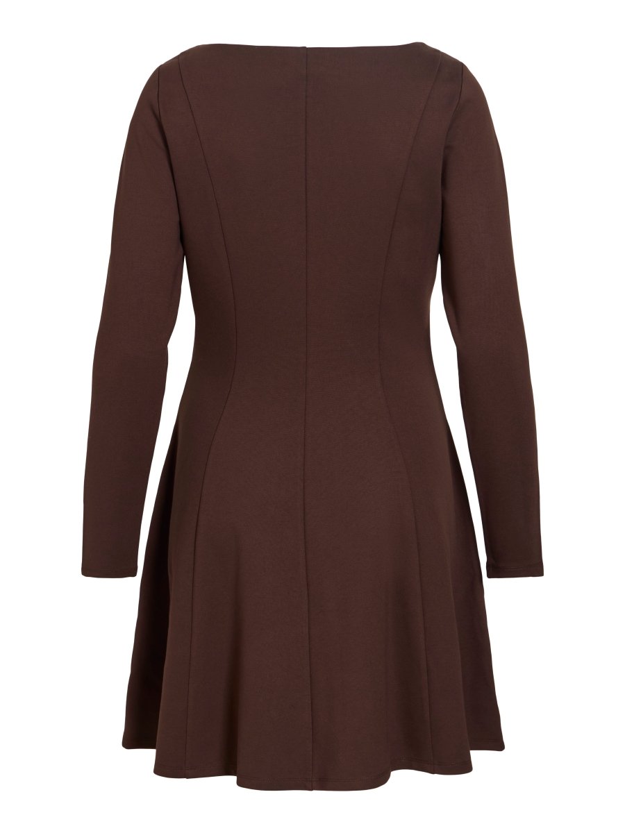 Vila U-Boot-Ausschnitt-Kleid Visiba in Coffee Bean