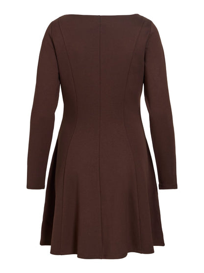 Vila U-Boot-Ausschnitt-Kleid Visiba in Coffee Bean