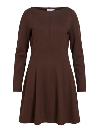 Vila U-Boot-Ausschnitt-Kleid Visiba in Coffee Bean