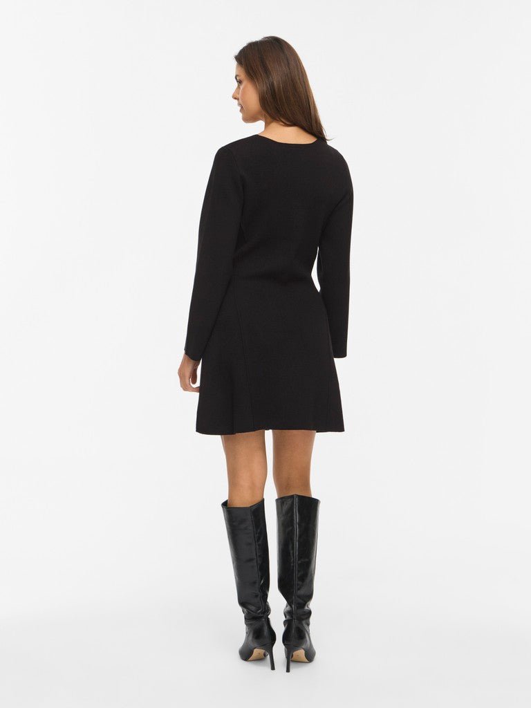 Vila V-Ausschnitt-Strickkleid Visway in Black Beauty