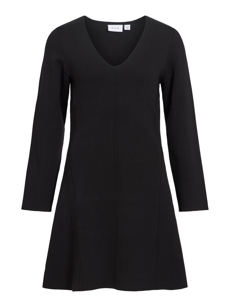 Vila V-Ausschnitt-Strickkleid Visway in Black Beauty