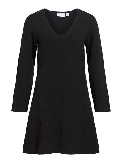 Vila V-Ausschnitt-Strickkleid Visway in Black Beauty
