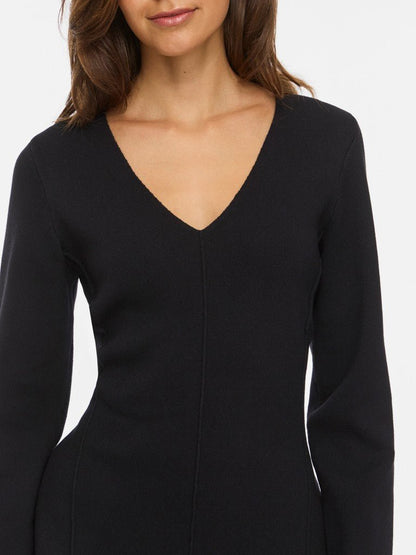 Vila V-Ausschnitt-Strickkleid Visway in Black Beauty
