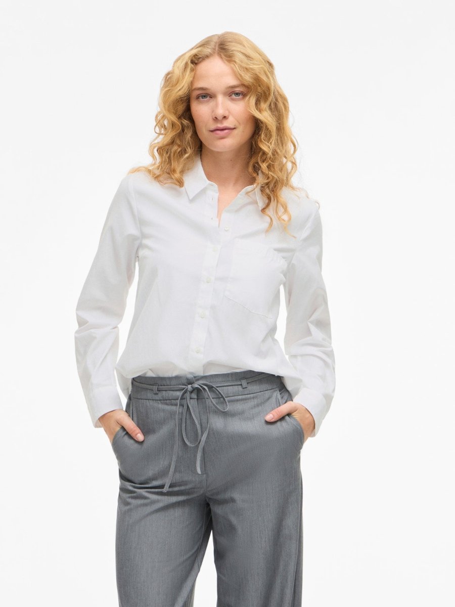 VILA VIDARMA L/S REGULAR SHIRT - NOOS Bright White