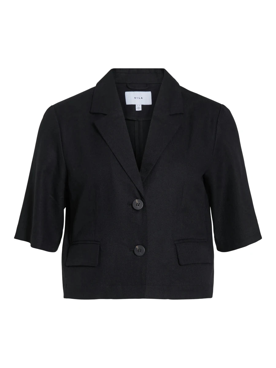 Vila Vipockey 2/4 Sleeve Cropped Blazer in der Farbe Schwarz