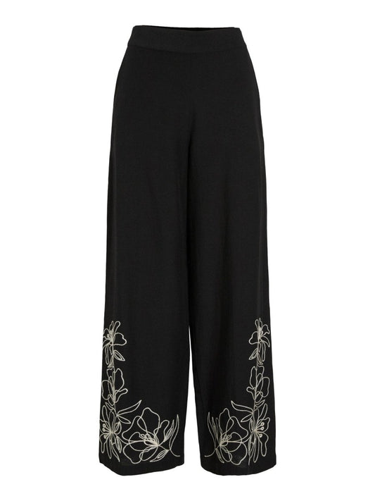 Vila Vipolli Embroidered Pants in der Farbe Black Beauty