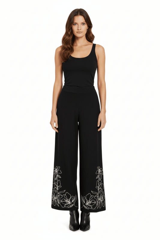 Vila Vipolli Embroidered Pants in der Farbe Black Beauty