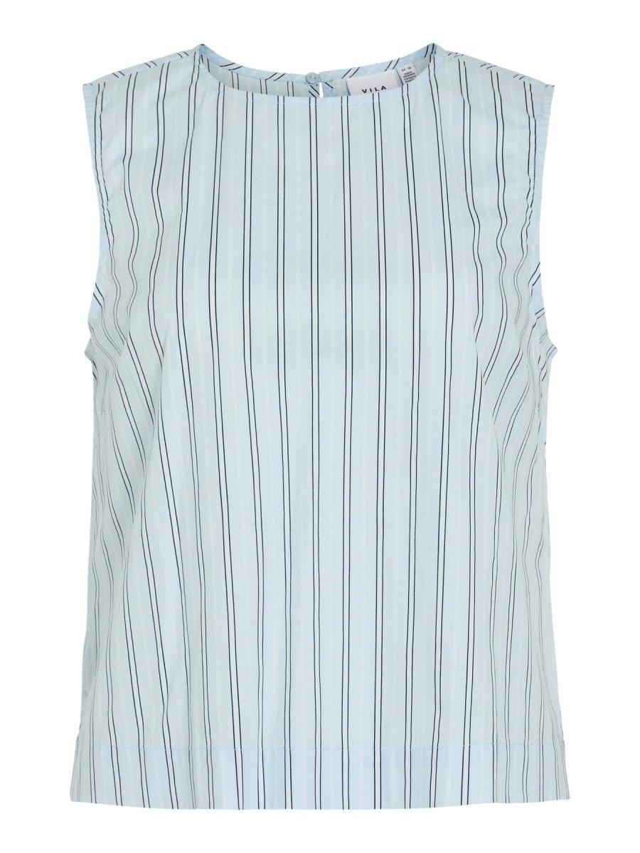 Vila VIVALENCIA O - NECK S/L Short Top in der Farbe Nantucket Breeze