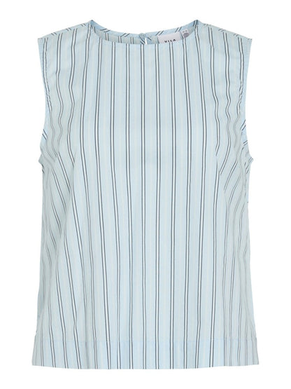 Vila VIVALENCIA O - NECK S/L Short Top in der Farbe Nantucket Breeze