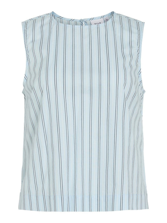 Vila VIVALENCIA O - NECK S/L Short Top in der Farbe Nantucket Breeze