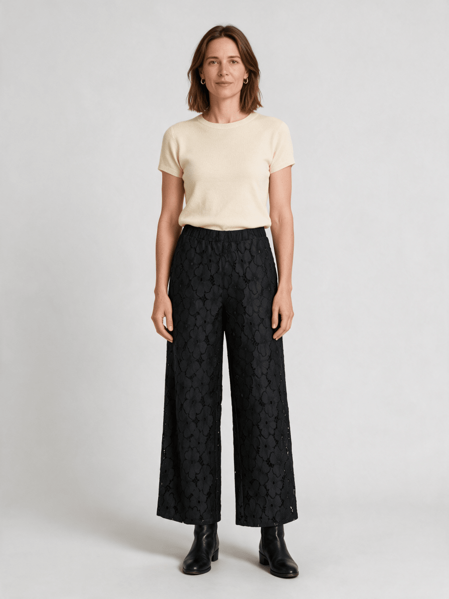 Vila Weite High-Waist Hose Vitonato in Black Beauty