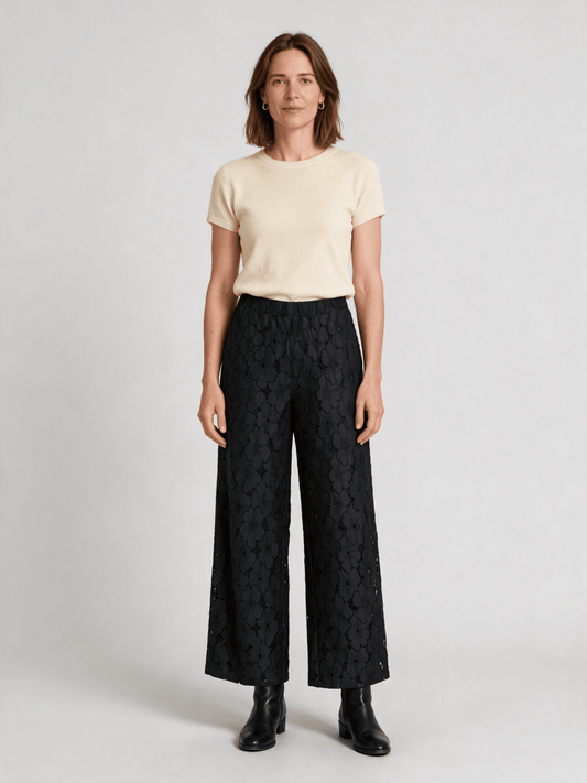 Vila Weite High-Waist Hose Vitonato in Black Beauty