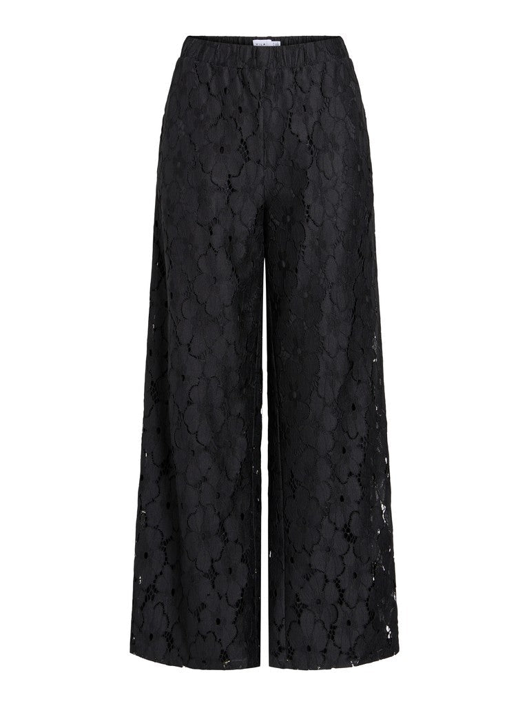 Vila Weite High-Waist Hose Vitonato in Black Beauty