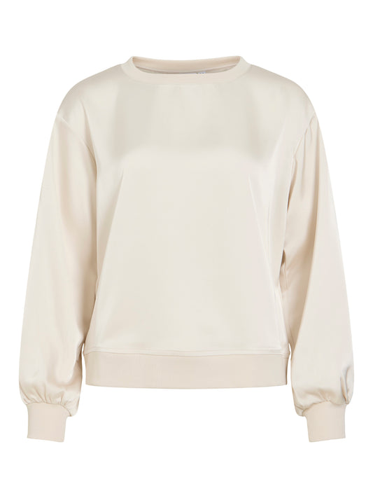 Vila Rundhals-Longsleeve-Top Viliso in Birch