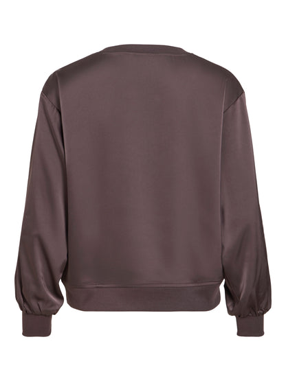 Vila Rundhals-Longsleeve-Top Viliso in Raisin