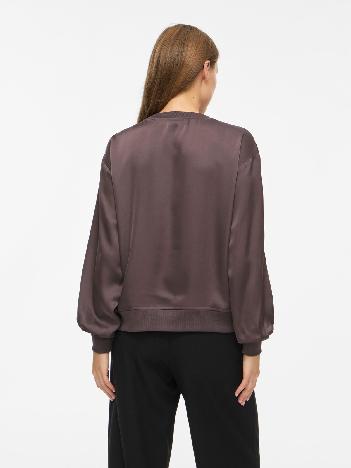 Vila Rundhals-Longsleeve-Top Viliso in Raisin