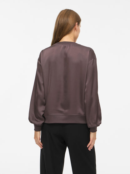 Vila Rundhals-Longsleeve-Top Viliso in Raisin