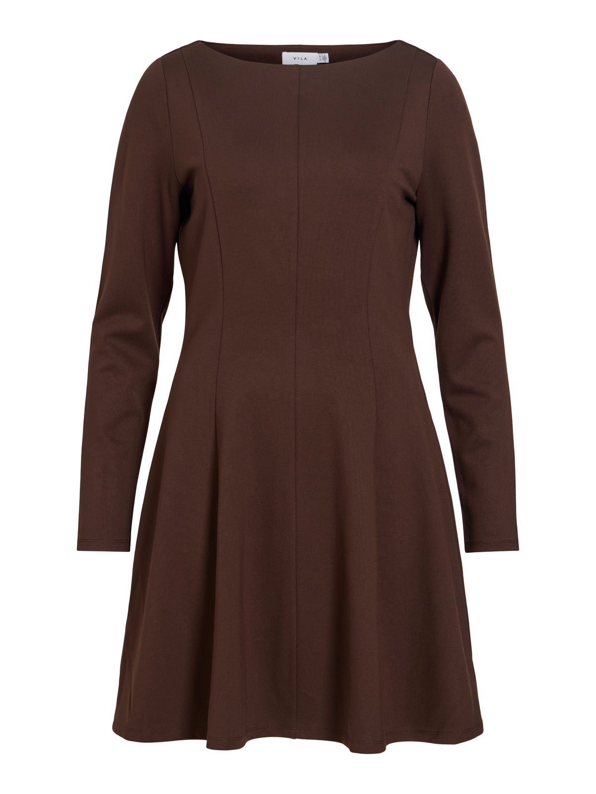Vila U-Boot-Ausschnitt-Kleid Visiba in Coffee Bean