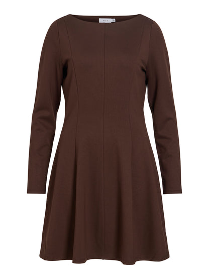 Vila U-Boot-Ausschnitt-Kleid Visiba in Coffee Bean