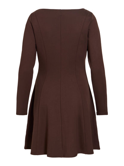 Vila U-Boot-Ausschnitt-Kleid Visiba in Coffee Bean