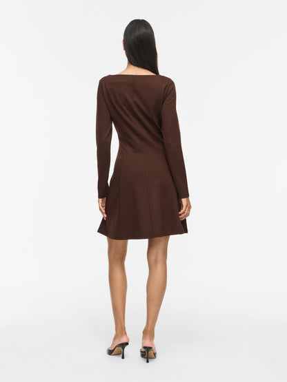Vila U-Boot-Ausschnitt-Kleid Visiba in Coffee Bean