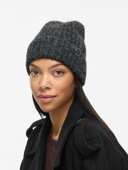 Vila Strickmütze New Knit Beanie in Dark Grey Melange