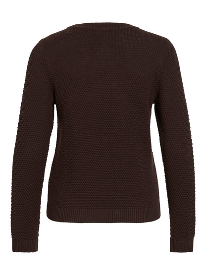 Vila Pullover Rundhals Langarm Strick Top Coffee Bean