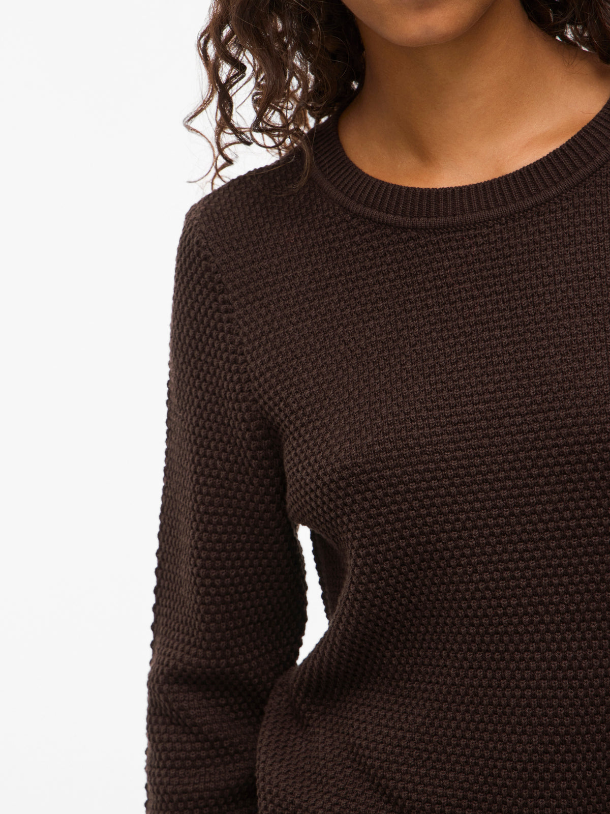Vila Pullover Rundhals Langarm Strick Top Coffee Bean