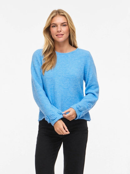 VIPETRA O - NECK L/S DETAIL KNIT TOP
