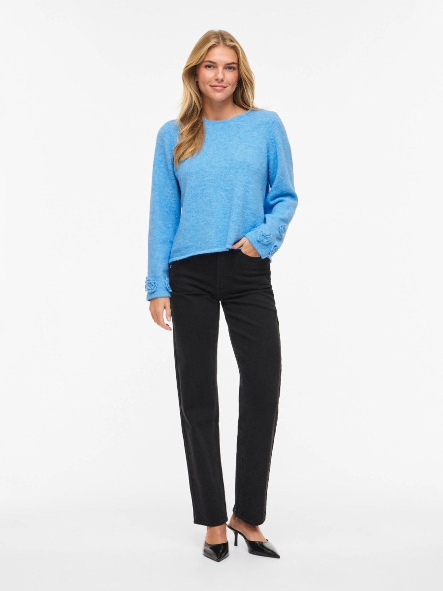 VIPETRA O - NECK L/S DETAIL KNIT TOP