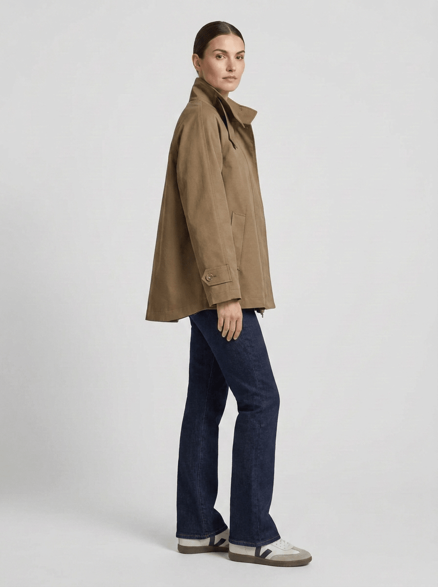 YAYA A-Linien-Trenchjacke mit Stehkragen Braun