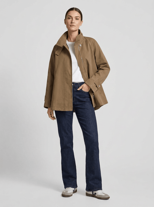 YAYA A-Linien-Trenchjacke mit Stehkragen Braun
