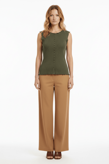 YAYA ärmrlloses Top ARMY GREEN MELANGE
