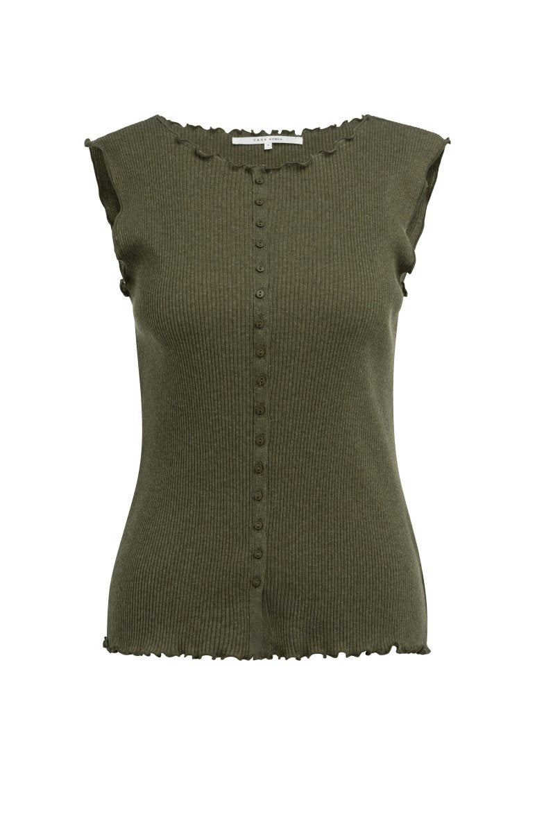 YAYA ärmrlloses Top ARMY GREEN MELANGE
