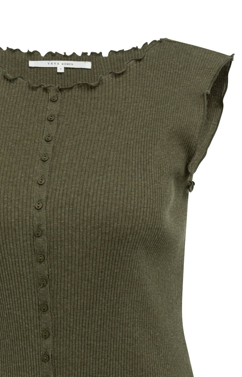 YAYA ärmrlloses Top ARMY GREEN MELANGE