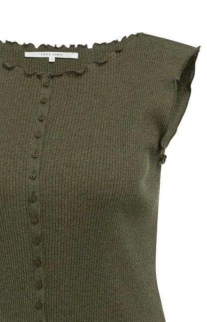 YAYA ärmrlloses Top ARMY GREEN MELANGE