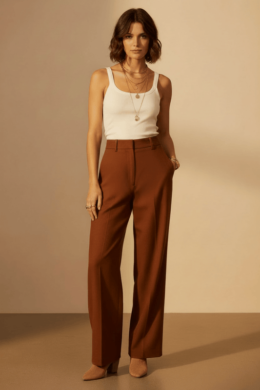 YAYA Anliegendes Trägershirt mit Netzbesatz Beige