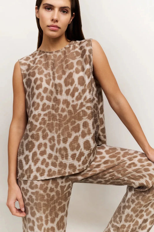 Yaya ärmellose Bluse Milk Brown Dessin