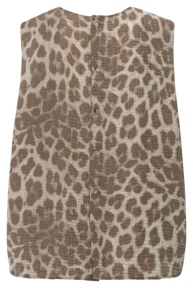 Yaya ärmellose Bluse Milk Brown Dessin