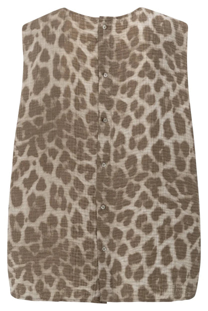 Yaya ärmellose Bluse Milk Brown Dessin